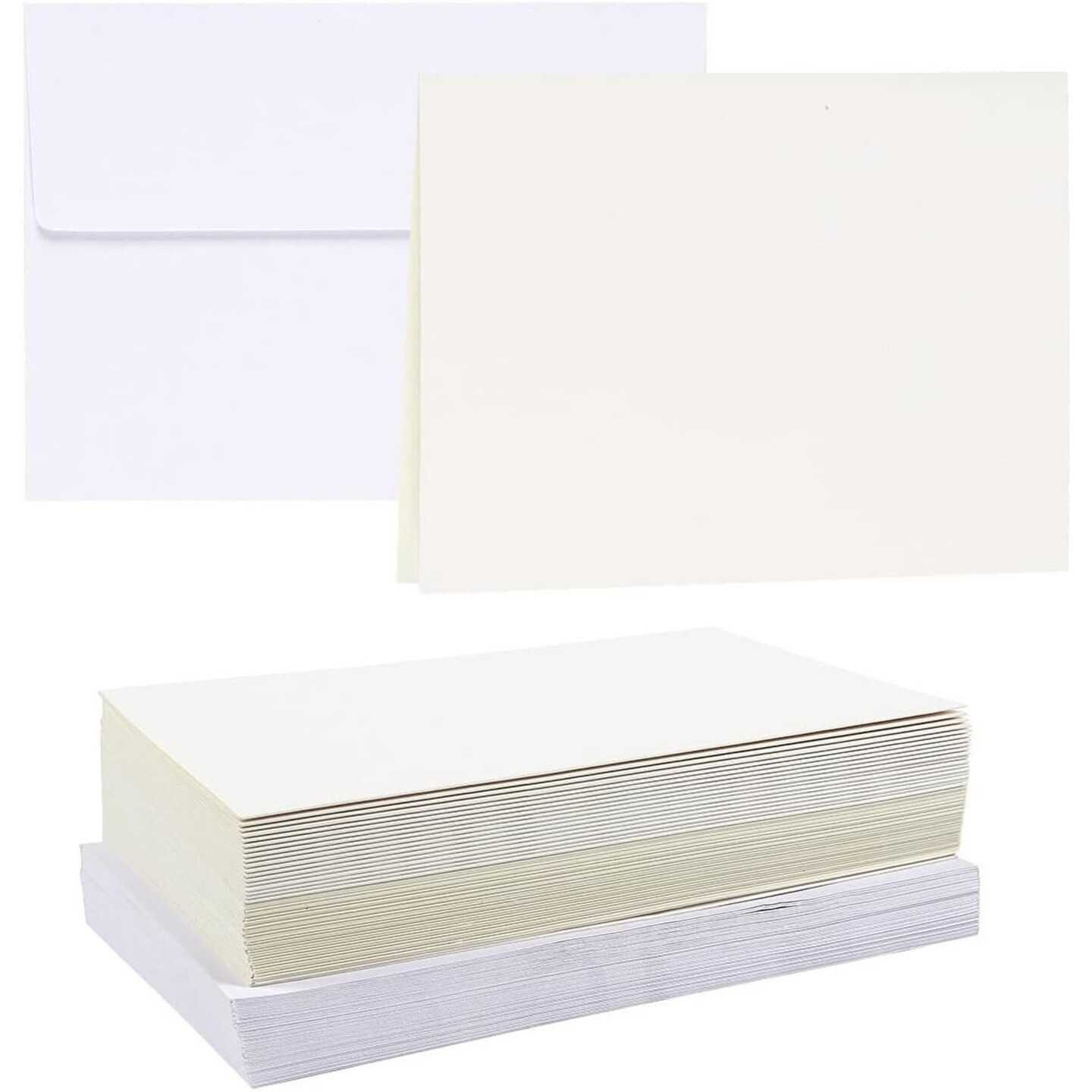 50-Piece 230gsm Half Fold Blank Greeting Card Paper with Envelopes, 7 x 5 in Folded