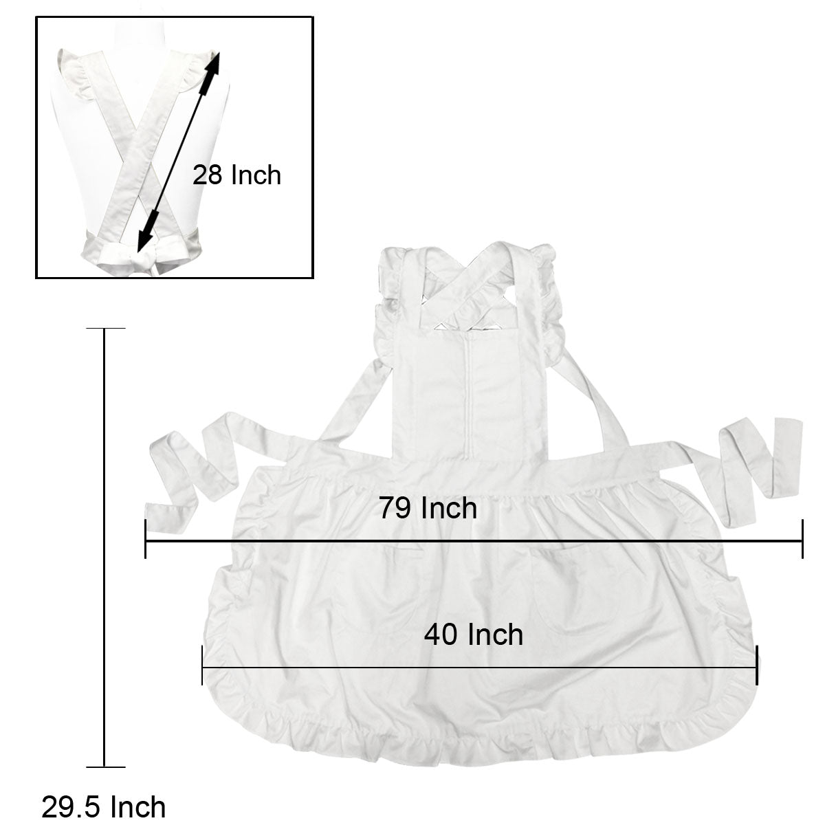 Wrapables Retro White Apron with Pockets for Cooking or Cosplay