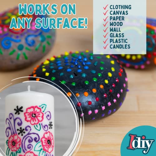 DIY Fabric Paints, Set of 12 Colors, (1oz bottles) Ultra Bright 3D Fabric Paint, Non-Toxic Water-Based and Permanent - Great Craft, Gift, Project - Decorate on Any Surface!