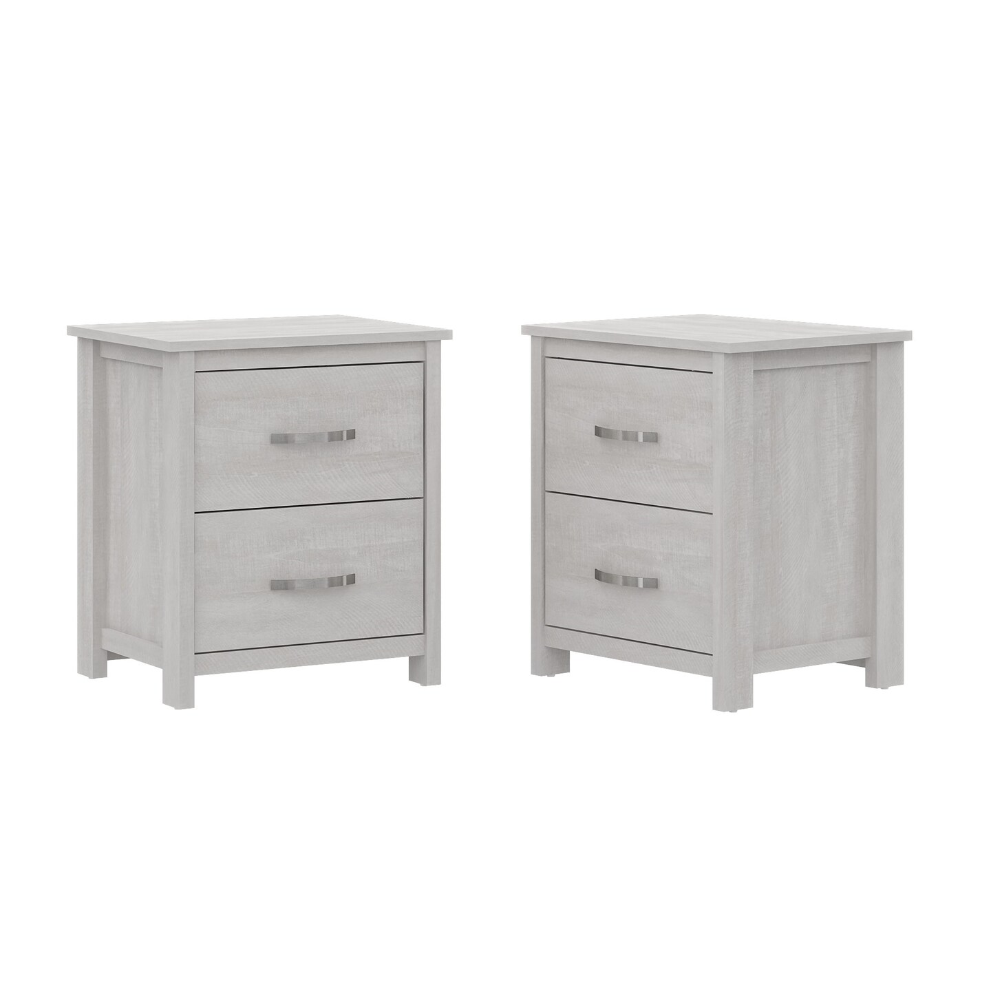Contemporary Home Living Set of 2 Gray Wooden Cabinet Nightstands with Two Drawers 22&#x22;