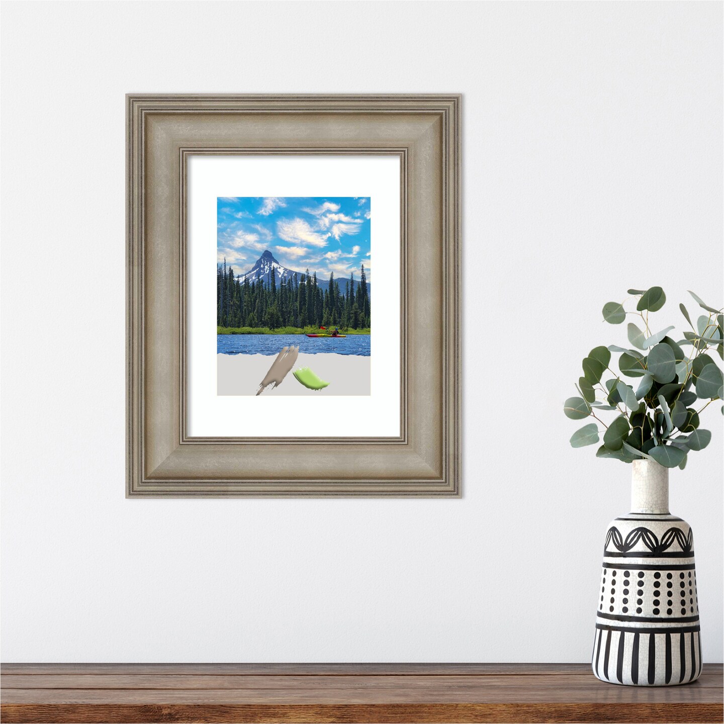 Mezzanine Antique Silver Narrow Wood Picture Frame, Photo Frame, Art Frame