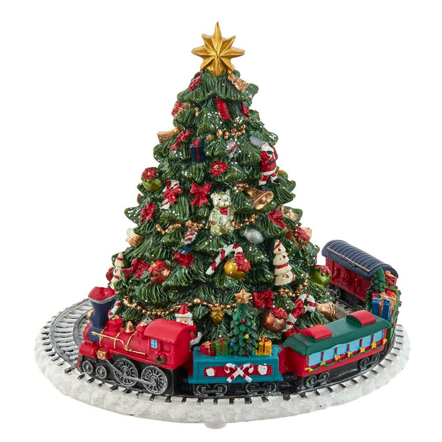 Kurt Adler Musical Christmas Tree with Revolving Train Christmas Decoration - 6&#x22;