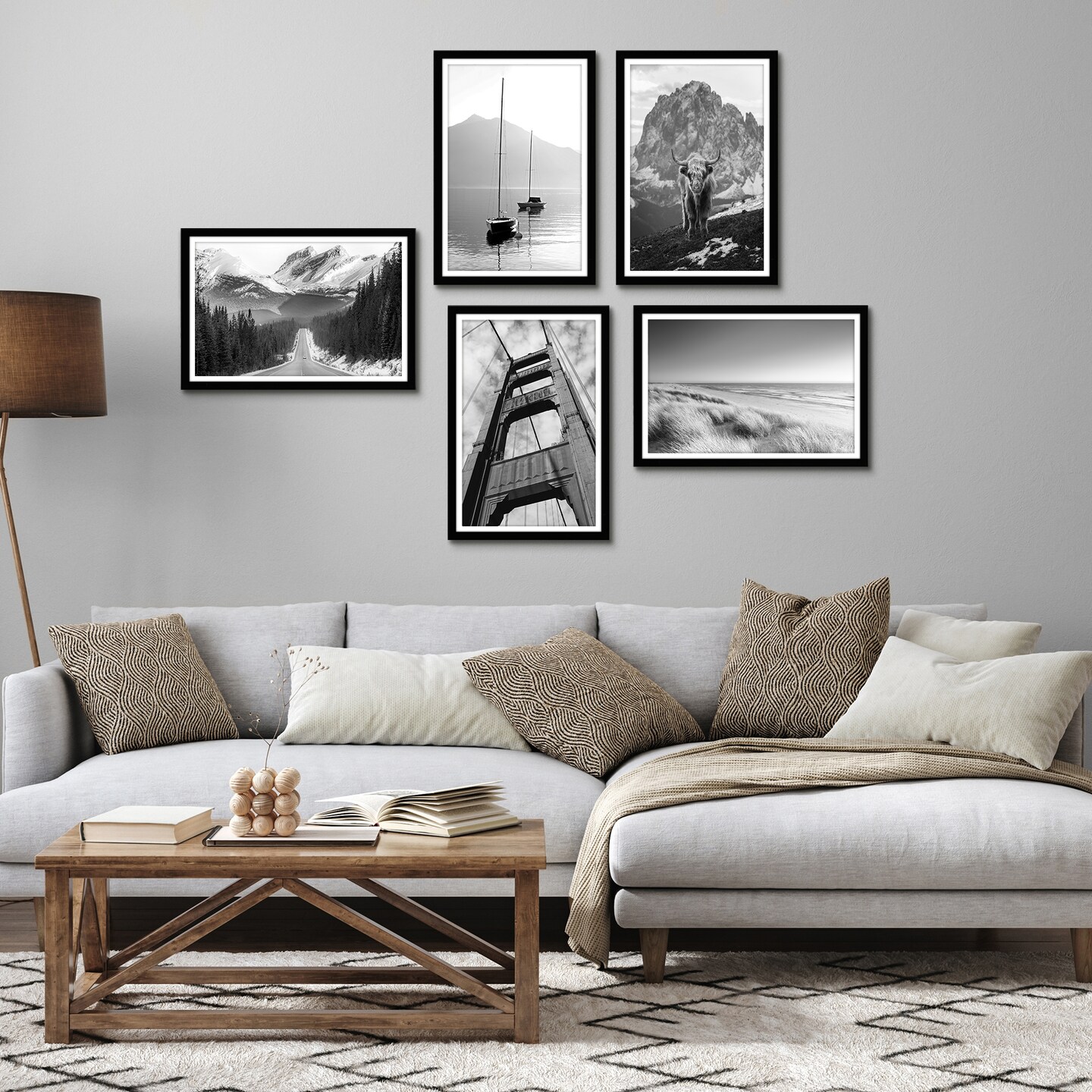 Americanflat Picture Frame Set with Mat - Set of 5 - Photo Frame Set of Five for Wall Display - Plexiglass Cover - Hanging Hardware