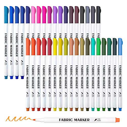 Fabric Markers, Lelix 36 Colors Permanent Fabric Pens for Writing