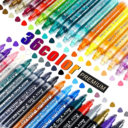 FUMILE 36 Colors Paint Pens Paint Markers, Acrylic Paint Pens for
