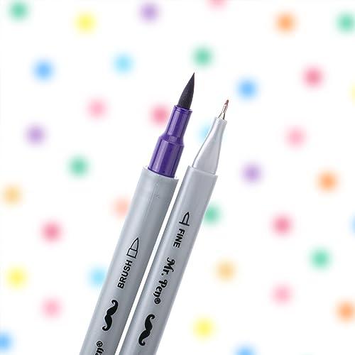 Dual Tip Brush Pens, 12 Colors, Art Markers for Kids Adults Coloring