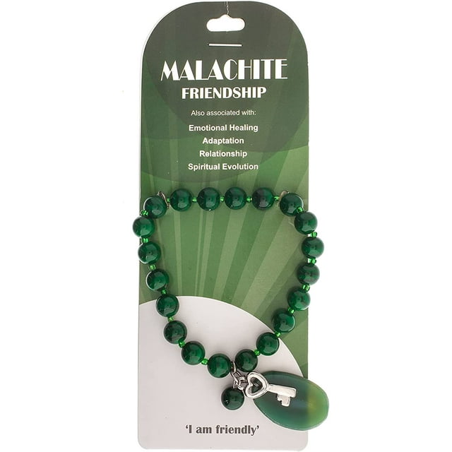 Earth's Jewels Semi-Precious Dyed Malachite Natural Jasper Green Bracelet, Agate & Key Charm