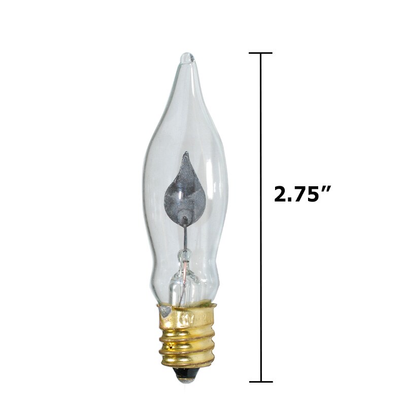 2Pk - C7 Flicker Flame Transparent Clear, 3.5 Watt Light Bulbs