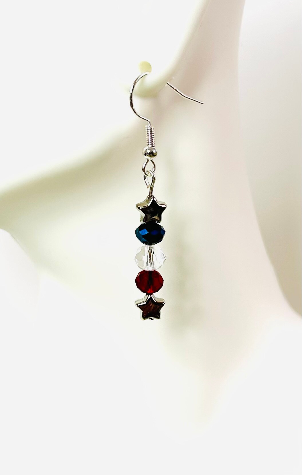 Red, white, and blue earrings with two stars product 2