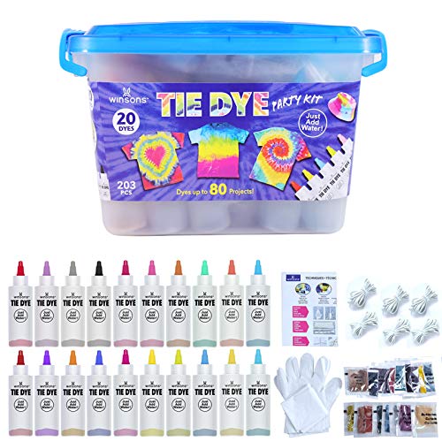 WINSONS Tie Dye Kit 20 Colors Permanent Fabric Dye Art Set for Kids Adults  for School, Homemade Party, Creative Groups Activities, DIY Gift