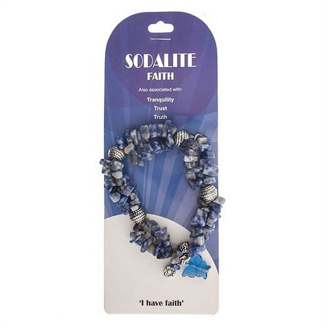 Earth&#x27;s Jewels Semi-Precious Sodalite Natural Blue Bracelet, Butterfly Charm