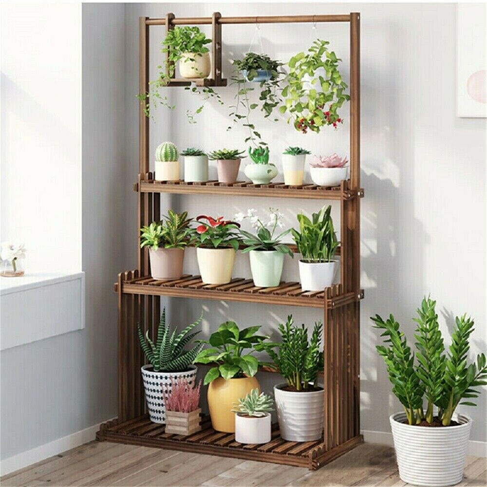 Onetify 3 Tier Wooden Plant Home Decor Stand