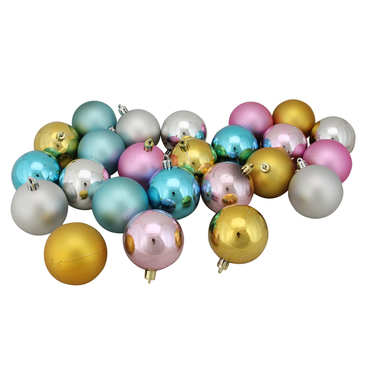 Northlight 24ct Pastel Multi Color Shatterproof 2-Finish Christmas Ball Ornaments 2.5&#x22; (60mm)