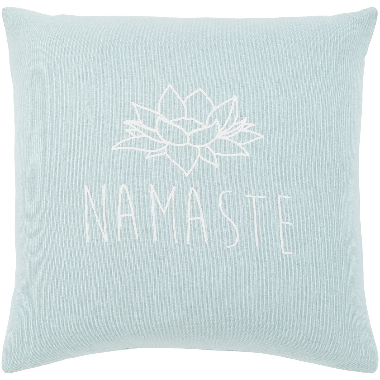Tiwari Home 20" Tale Blue and White "Namaste" Printed Square Throw Pillow - Poly Filled