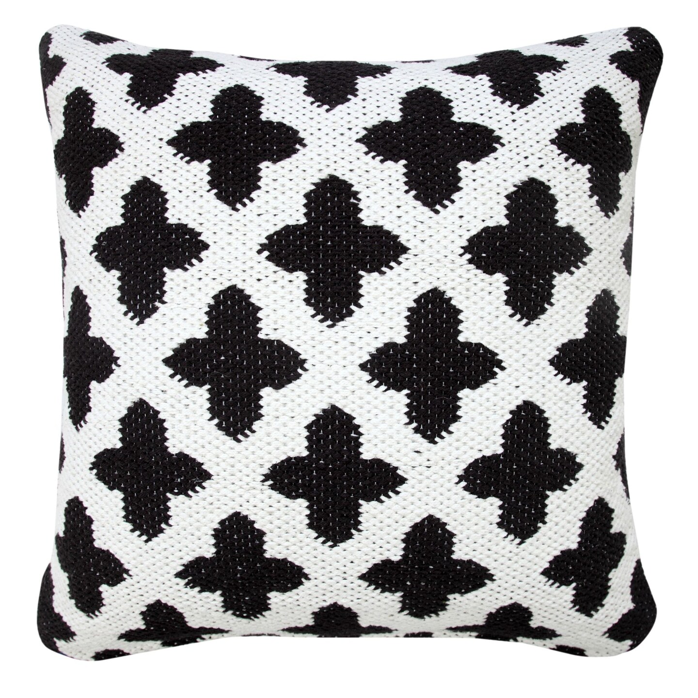 Laddha Home Designs 20&#x22; Black and White Swiss Cross Geometric Square Throw Pillow