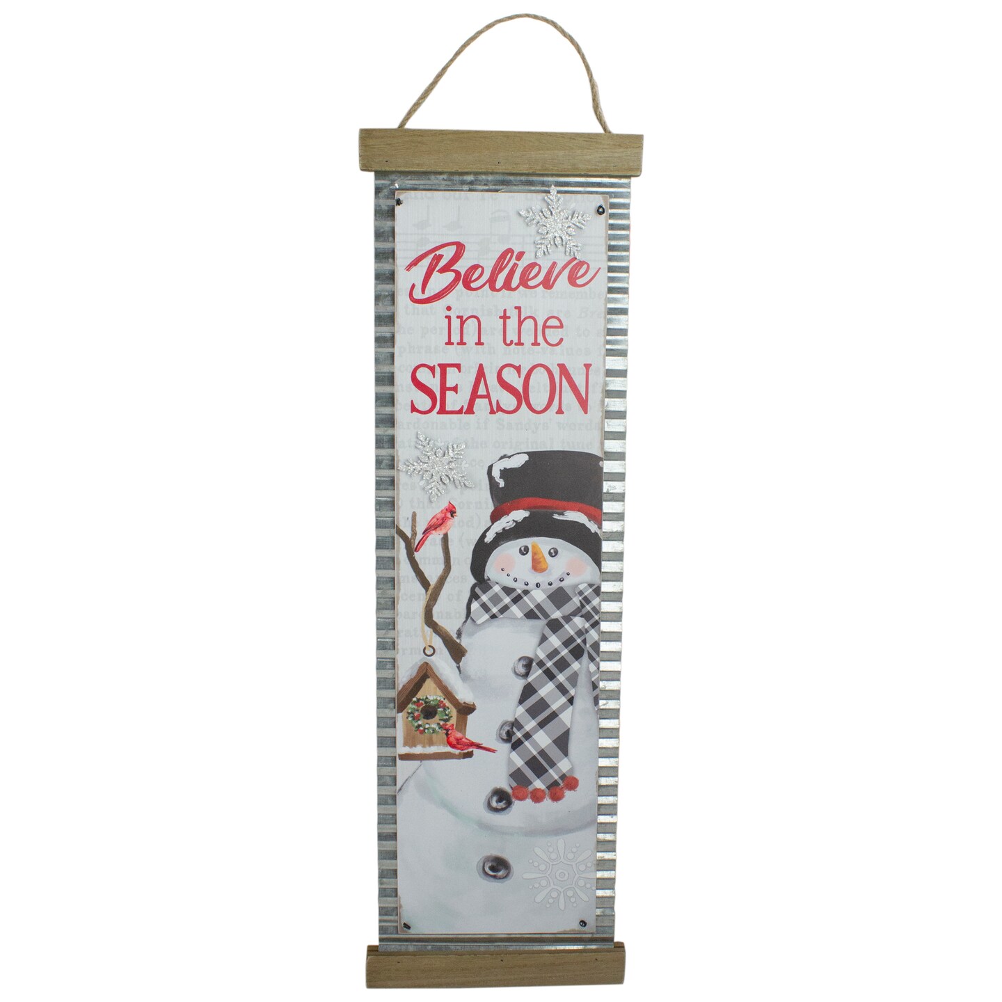 Northlight Galvanized &#x22;Believe in the Season&#x22; Snowman Christmas Wall Decoration - 26&#x22;