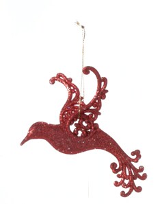 Kurt Adler 5" Christmas Brights Red Glitter Drenched Hummingbird Holiday Ornament