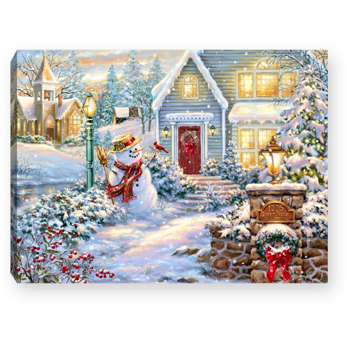 Glow Decor 8" White and Gold Silent Night Lane Snowman Lighted Tabletop Decor