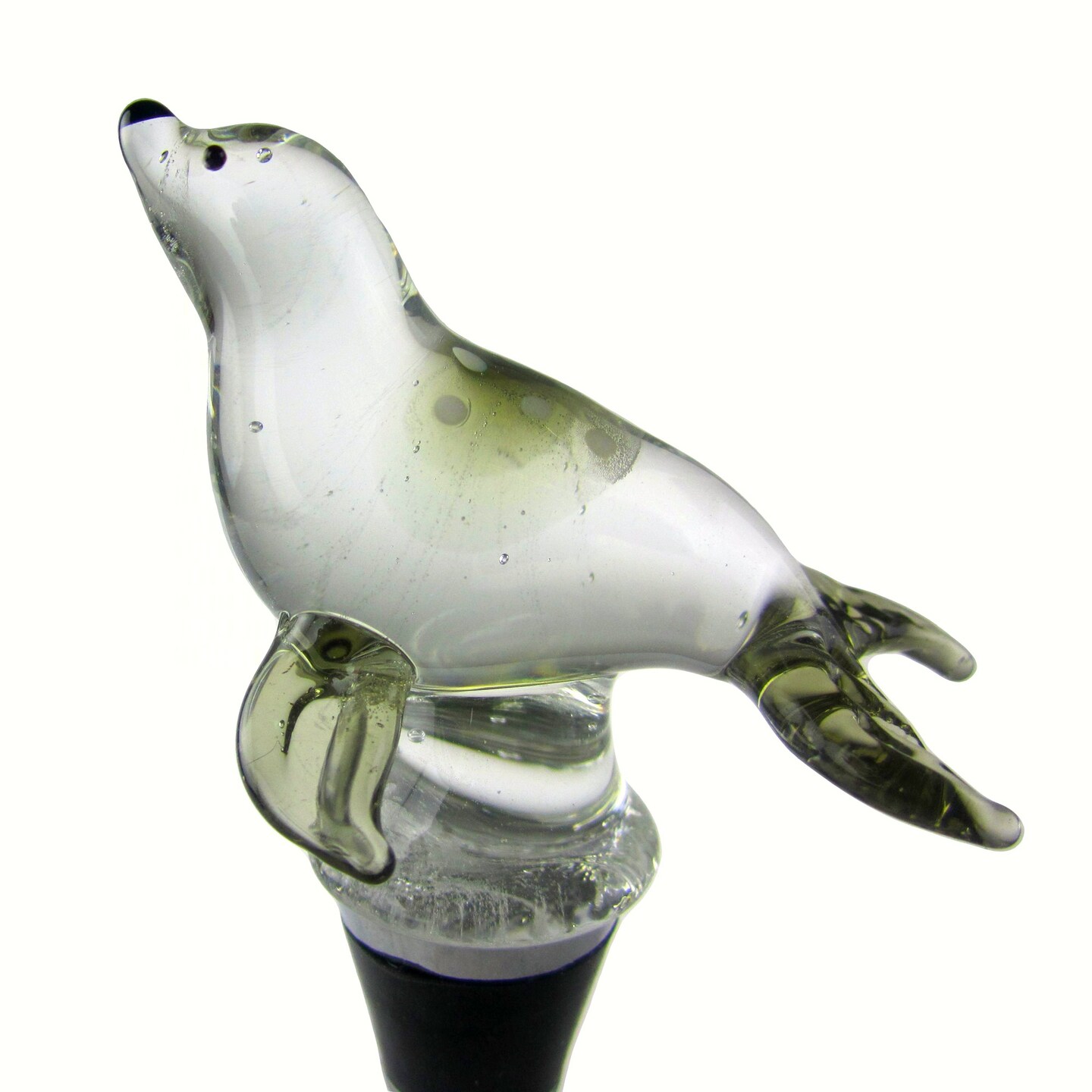 GC Home & Garden 5" Clear White Seal Glass Wine Bottle Stopper