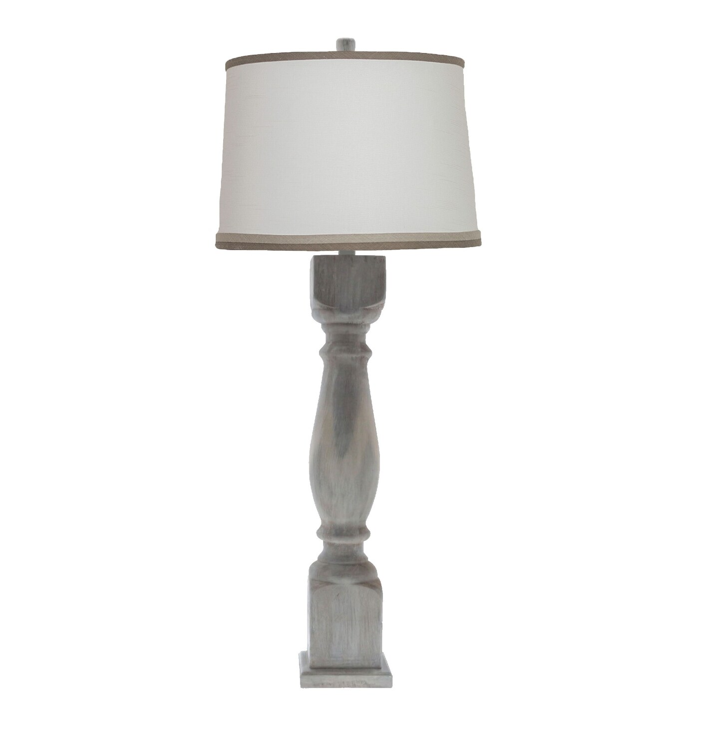 Mod Lighting and Decor Hudson Washed Lamp and White Linen Shade with Gray Trim 40&#x22;
