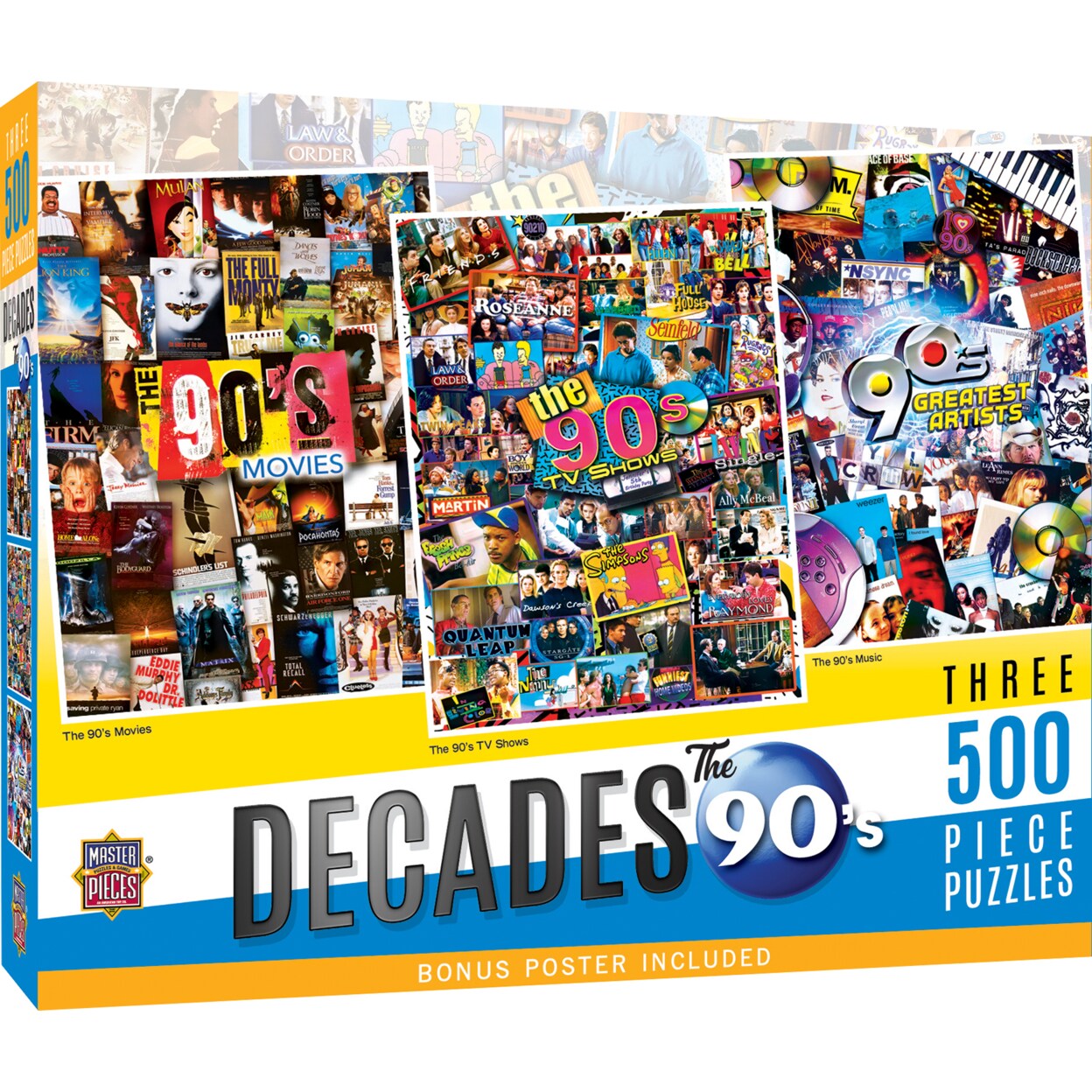 MasterPieces   500 Piece Jigsaw Puzzles for Adults, Family, Or Kids - The 90&#x27;s 3-Pack