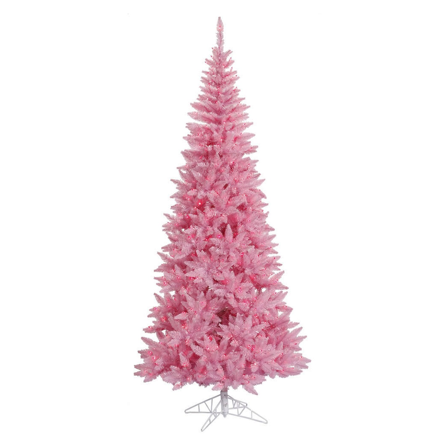 Vickerman 12' Pre-Lit Slim Pink Ashley Spruce Christmas Tree - Clear and Pink Lights