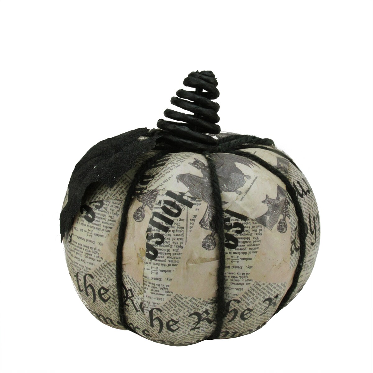Gallerie II Glittered Newspaper Decoupage Pumpkin Halloween Decoration - 7&#x22;