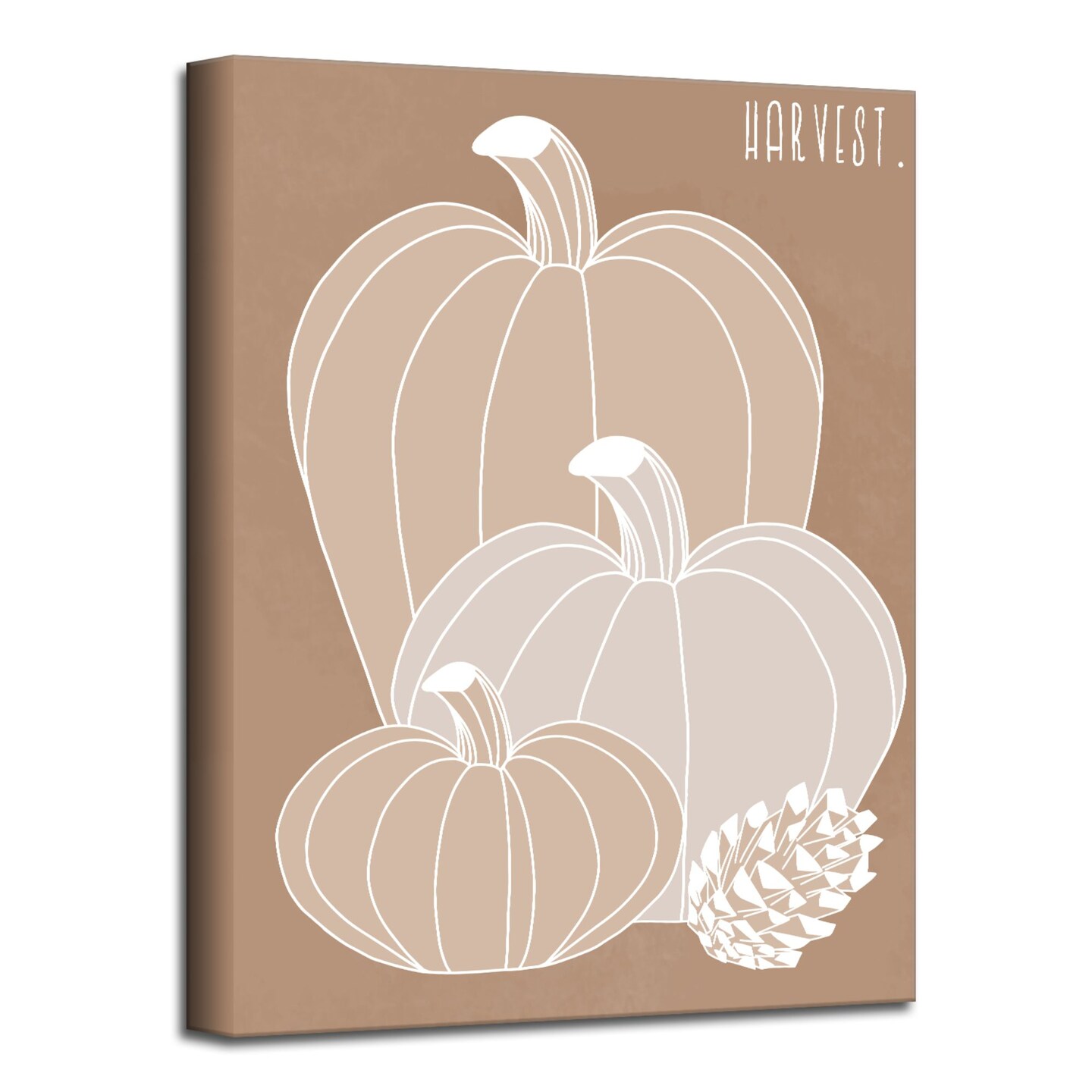 Crafted Creations Brown and Beige Minimal Harvest I Canvas Thanksgiving Wall Art Decor 16&#x22; x 12&#x22;