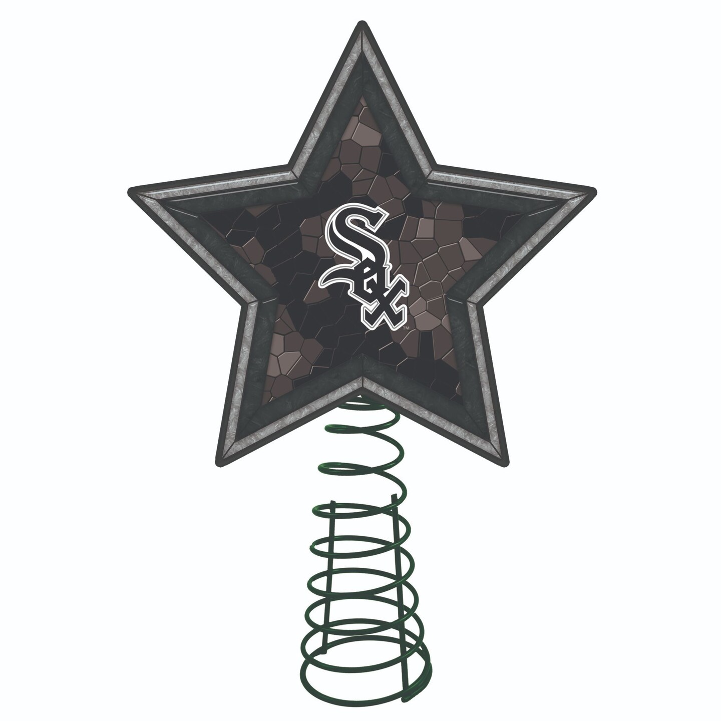 The Memory Company 10&#x22; Lighted Gray and Brown Star MLB Chicago White Sox Christmas Tree Topper