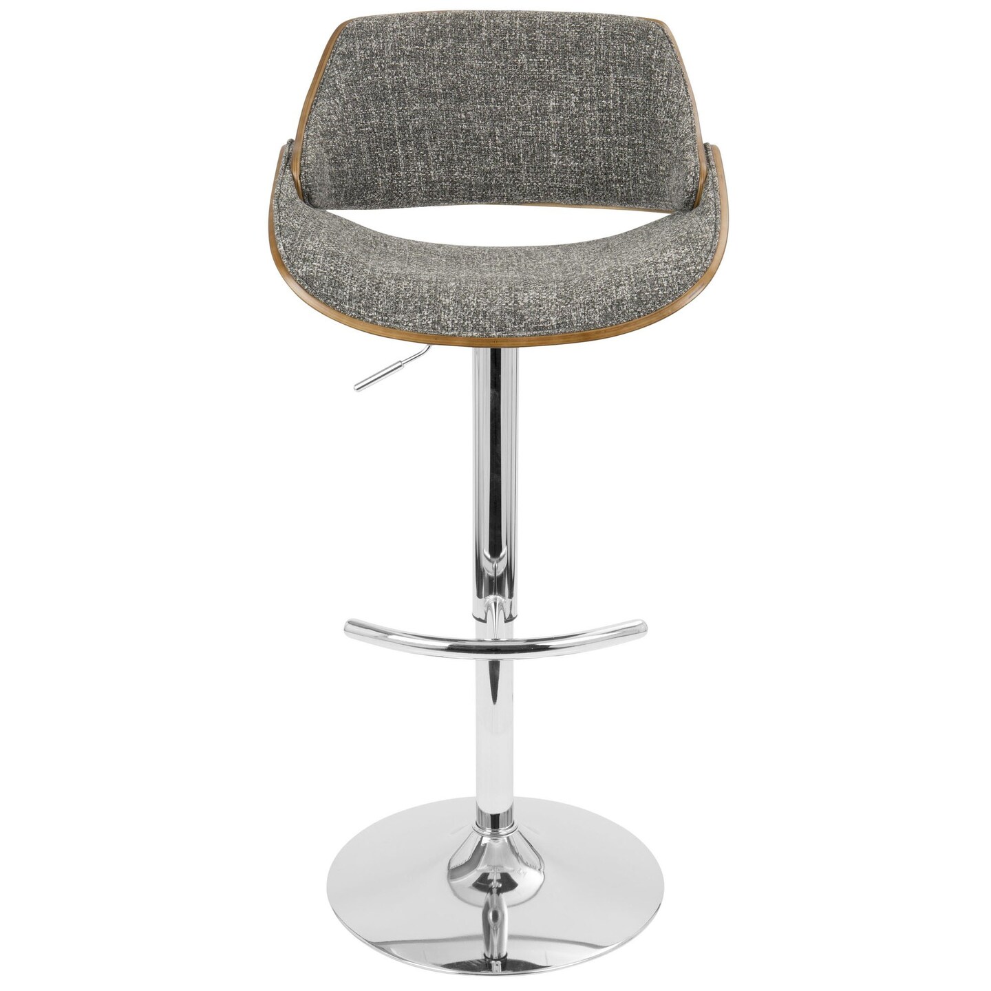 Fabrizzi Mid-Century Modern Adjustable Barstool with Swivel in Walnut