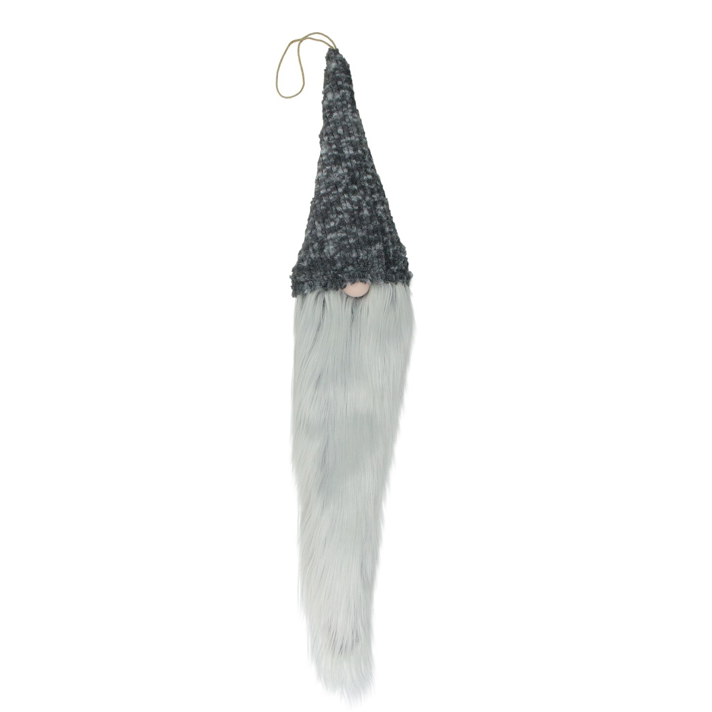 Northlight 34&#x22; Gray and White Hanging Gnome Hat Christmas Decoration