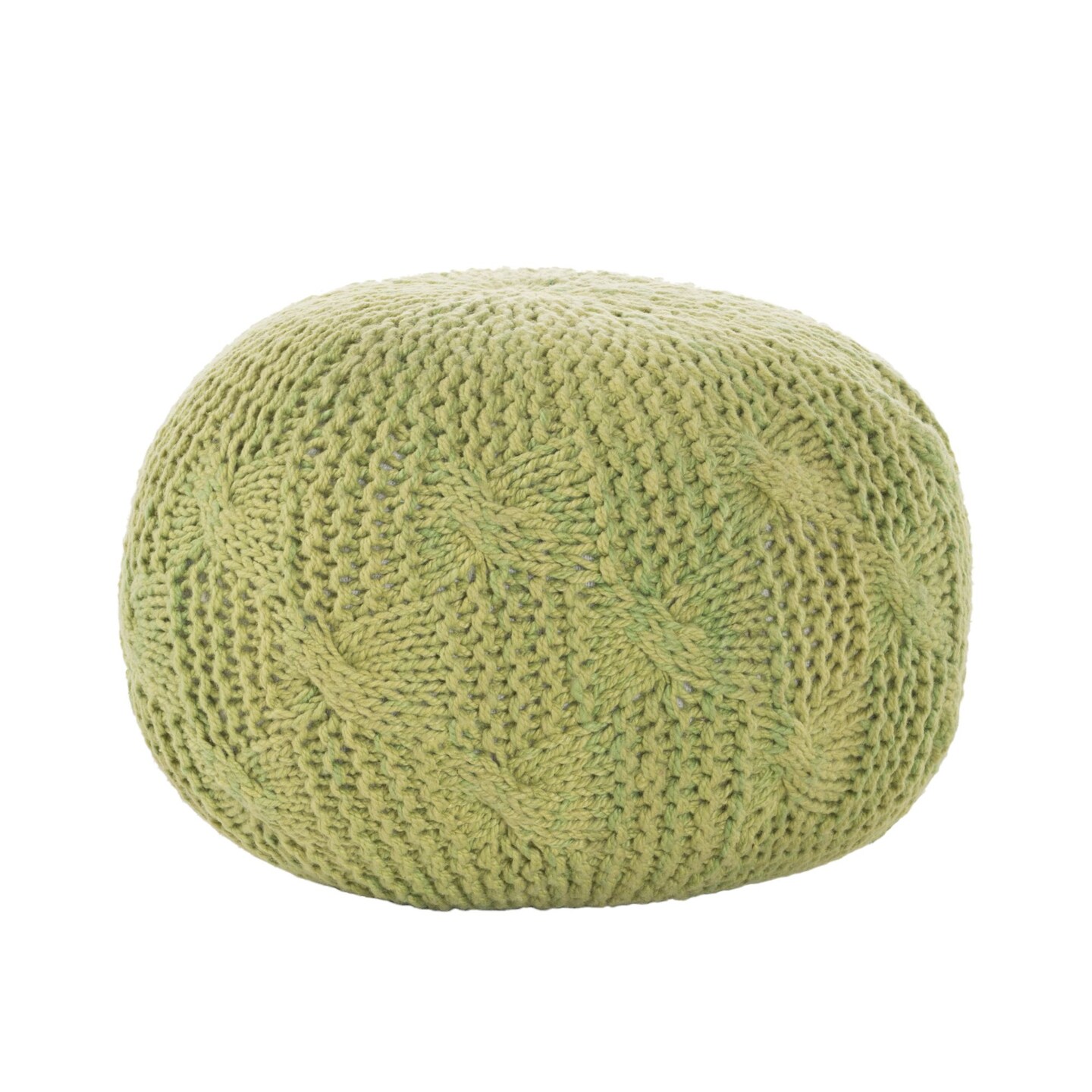 Contemporary Home Living 20" Lime Green Contemporary Hand Knitted Outdoor Patio Pouf Ottoman with Filler