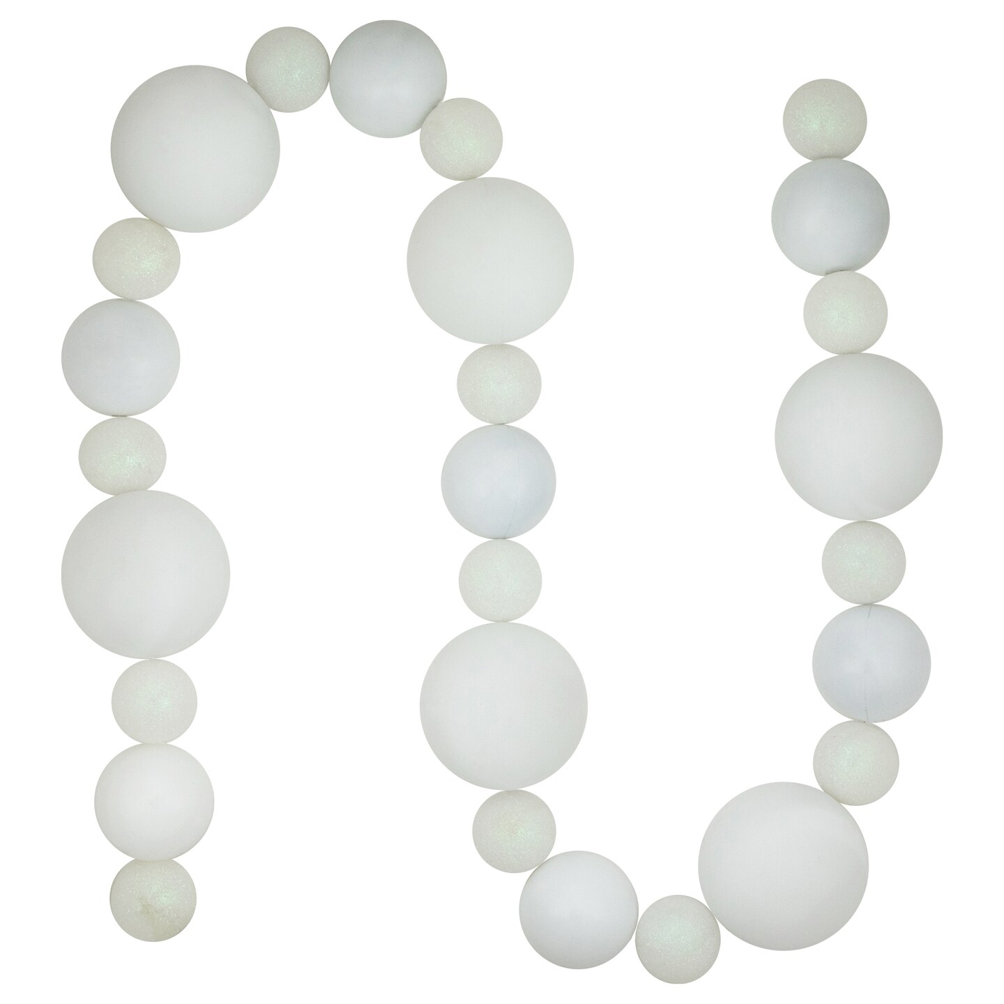Northlight 3-Finish Shatterproof Ball Christmas Garland - 6' x 4" - White - Unlit