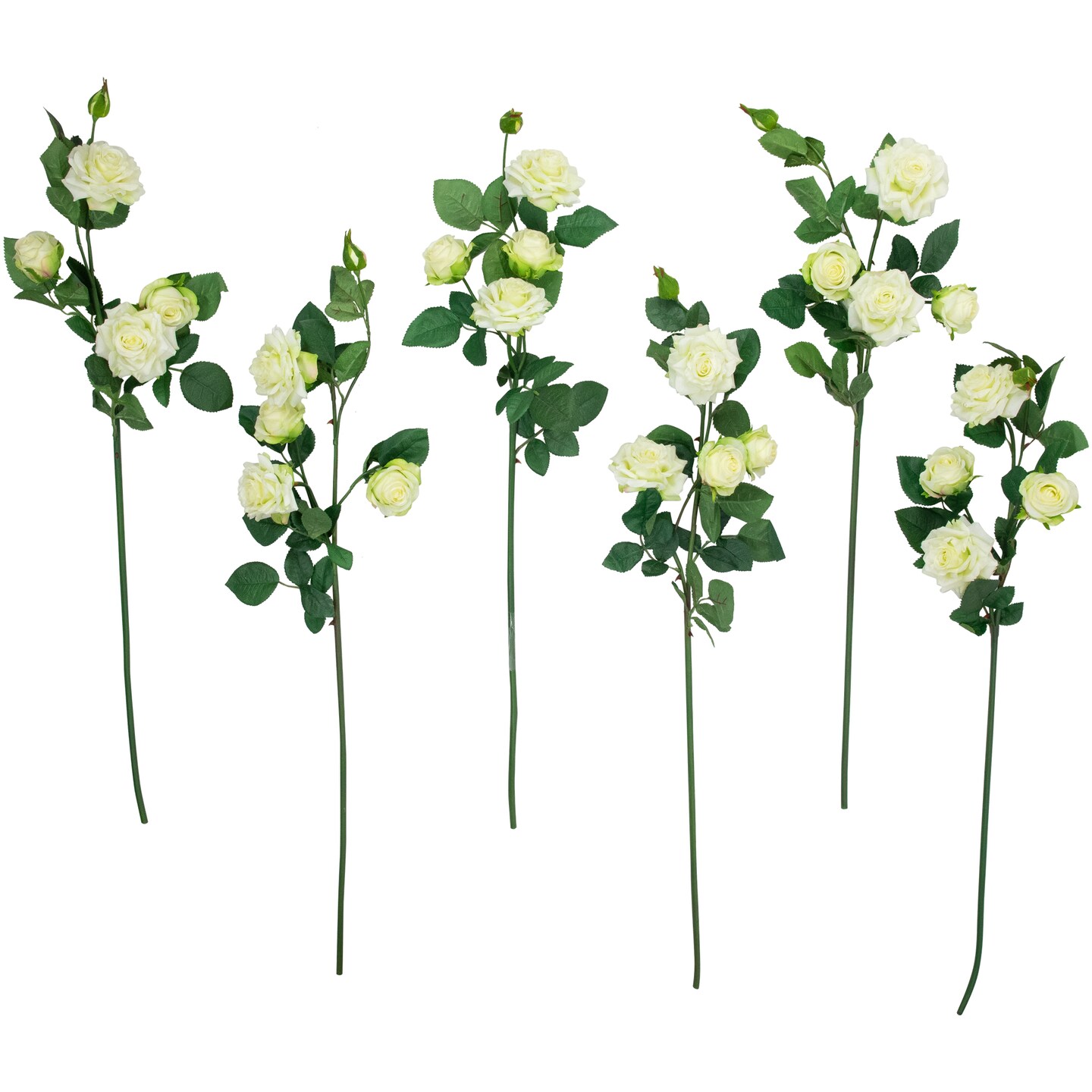 Northlight Real Touch™ White Artificial Rose Floral Sprays, Set of 6 -35"