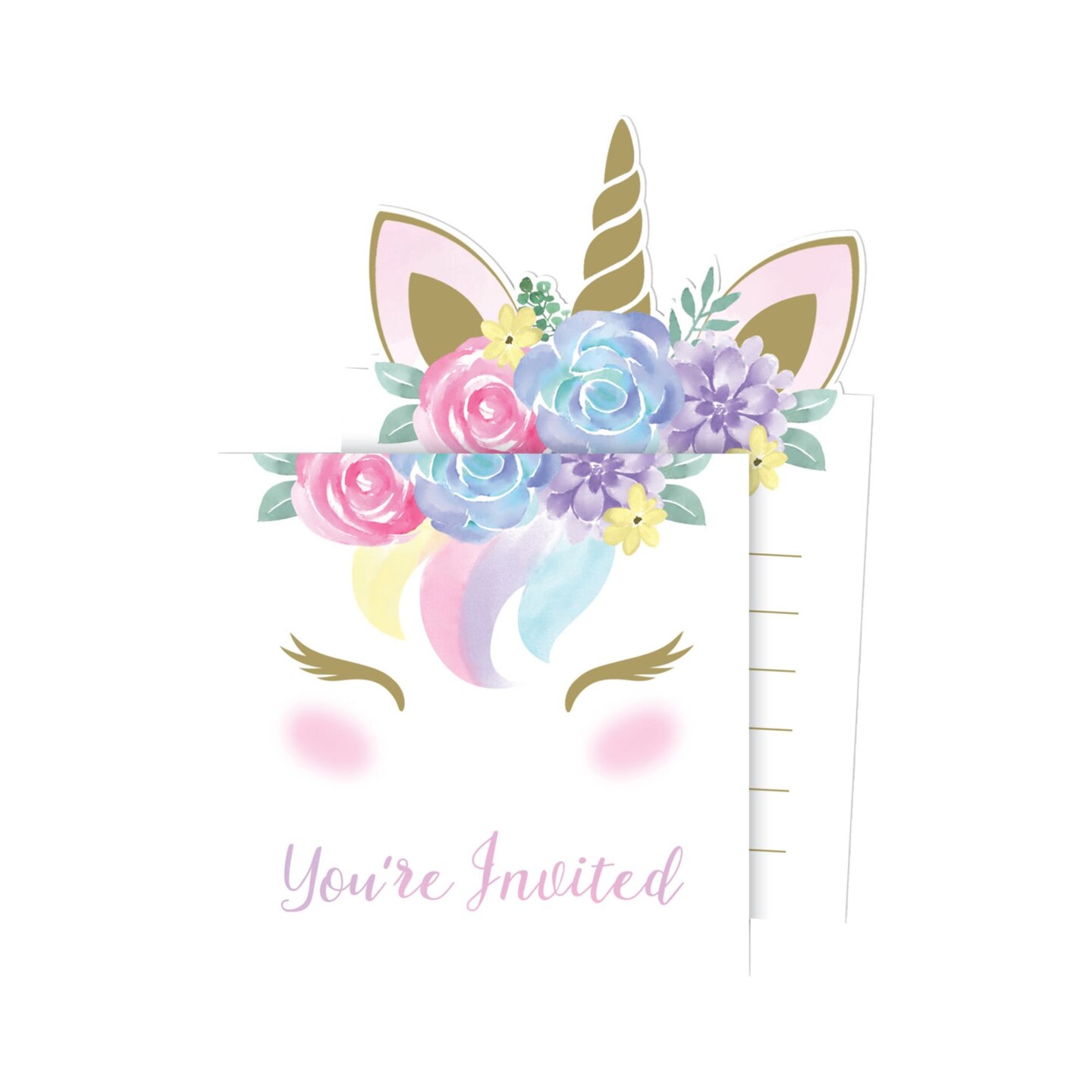 Party Central Club Pack of 48 White and Pink Unicorn Baby Shower Invitations 6&#x22;