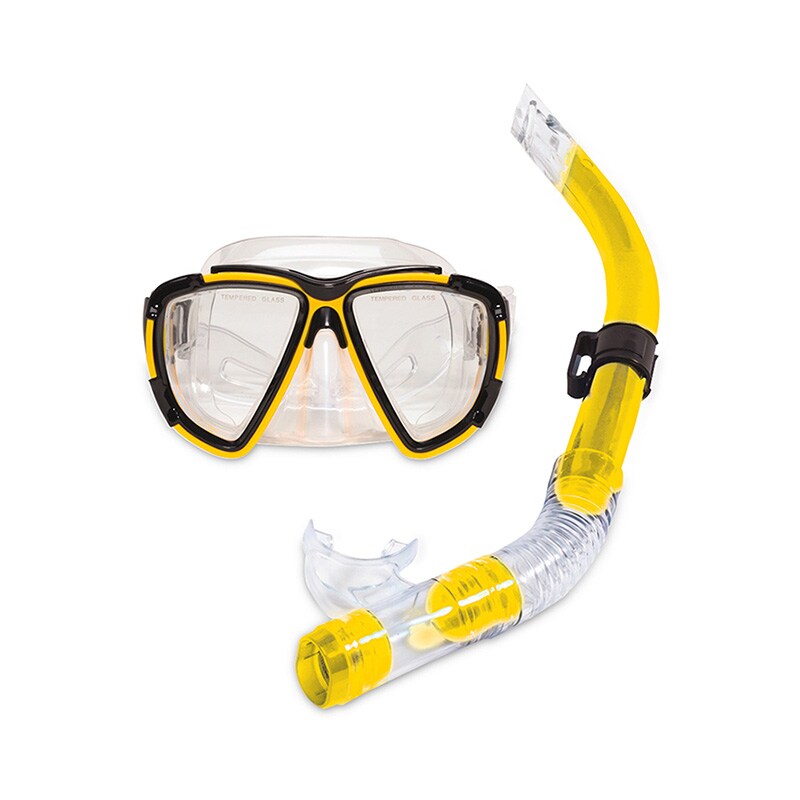 Pool Central Yellow Teen or Adult Scuba Mask and Snorkel Dive Set