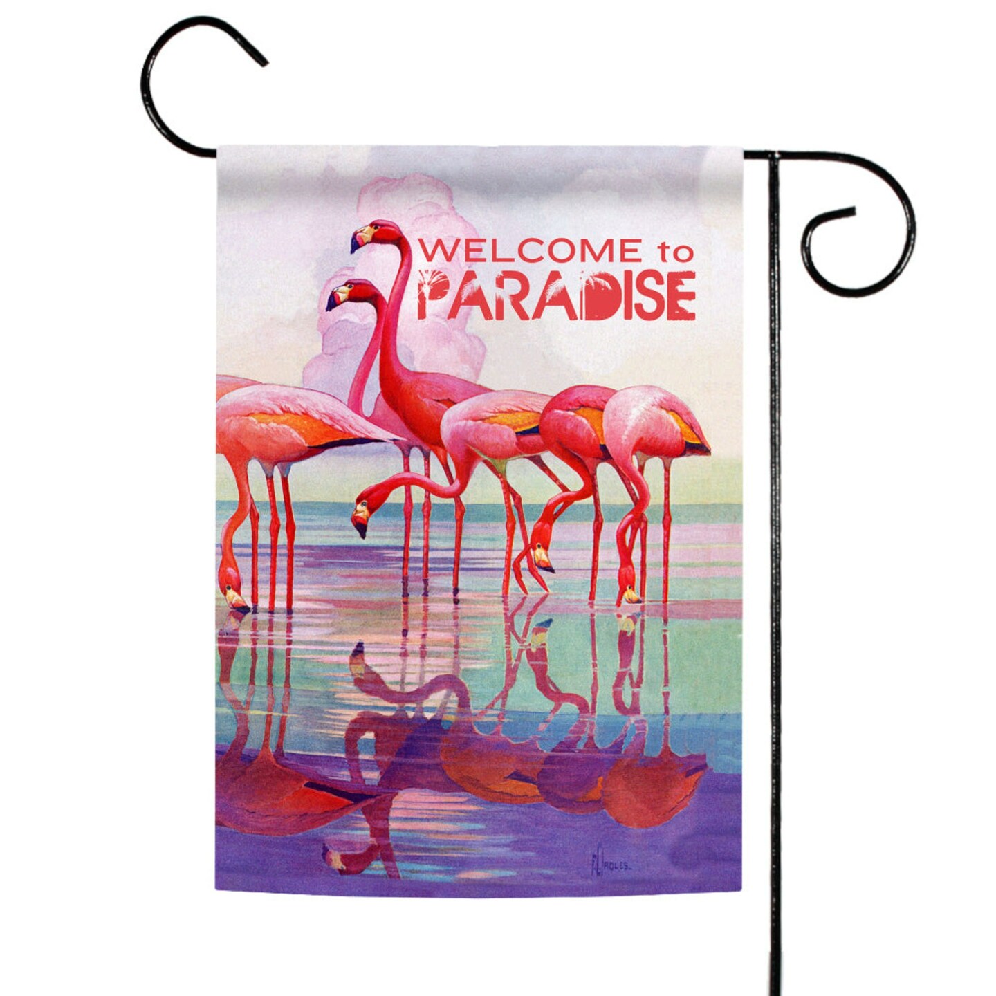 Toland Home Garden Pink and Blue Flamingo Paradise Outdoor Garden Flag 18&#x22; x 12.5&#x22;