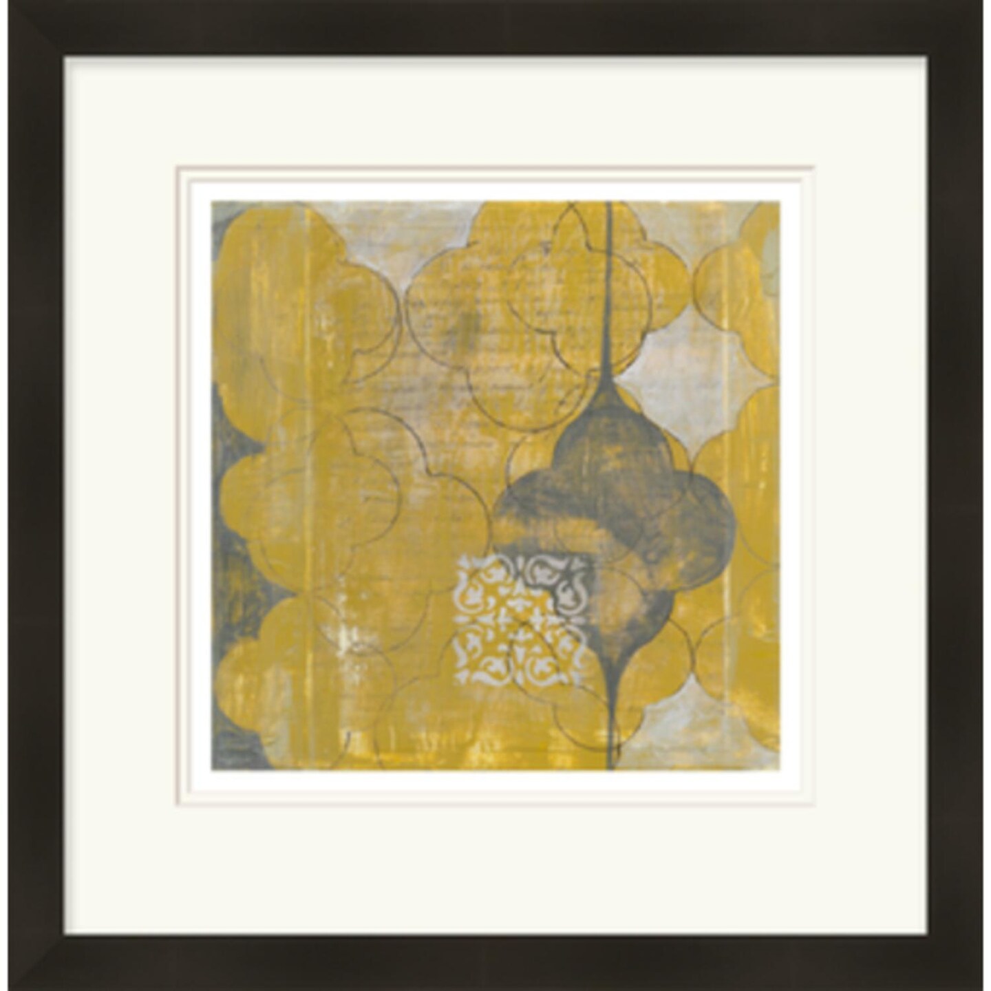 Diva At Home 28" x 29" Mustard Yellow and Gray Rustic Moroccan Wall Art Decor