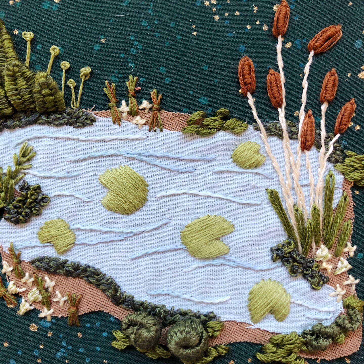 3D Lily Pad Pond - Advanced Hand Embroidery DIY Craft Kit