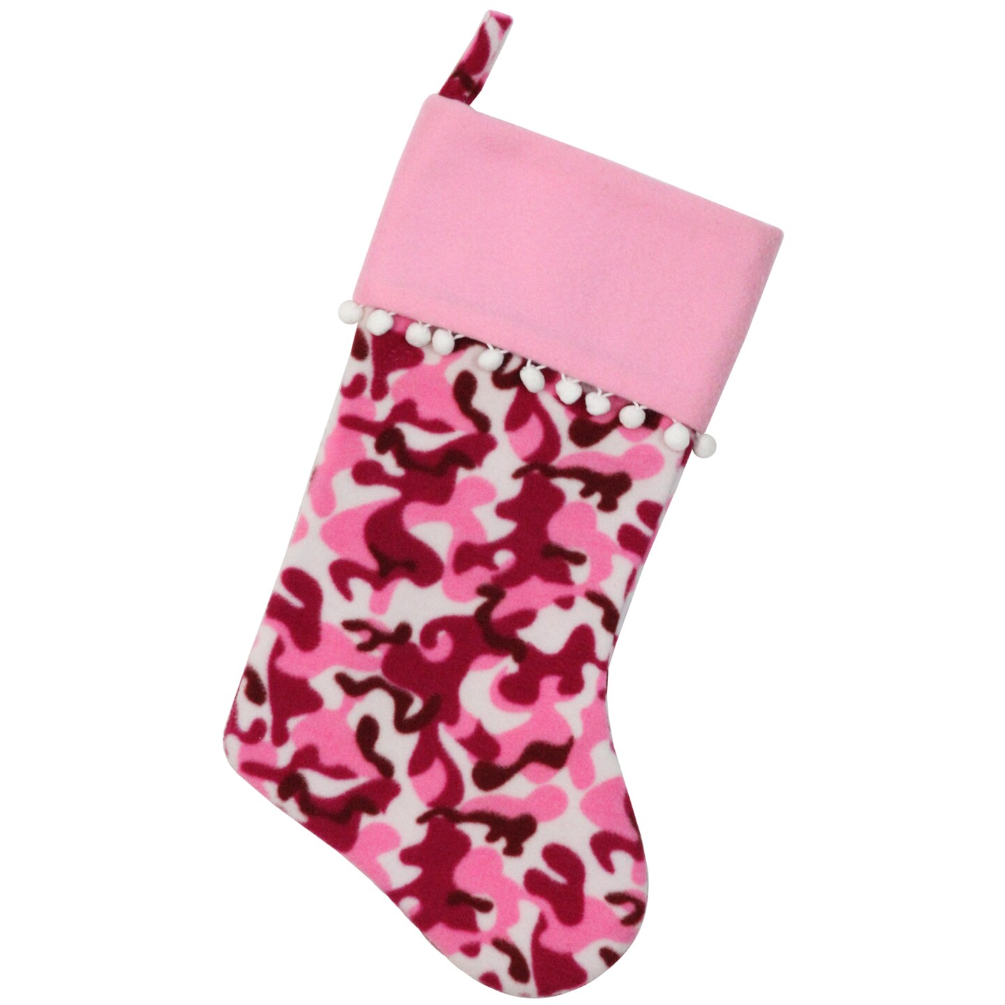 Northlight 15.75&#x22; Pink and Brown Camouflage Christmas Stocking with Cuff