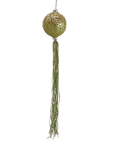 Allstate Lime Green Glitter Drenched Christmas Ball Ornament with Tassels 12" (300mm)
