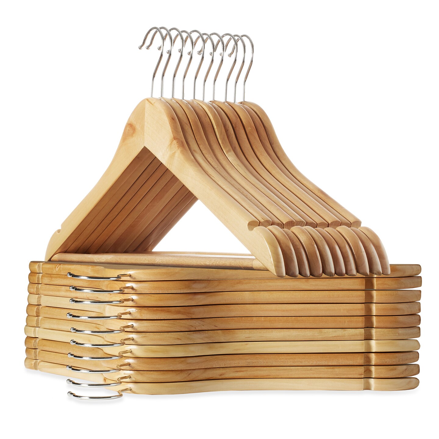 Casafield - 20 Wooden Suit Hangers - Premium Lotus Wood with Notches &  Chrome Swivel Hook for Dress Clothes, Coats, Jackets, Pants, Shirts, Skirts