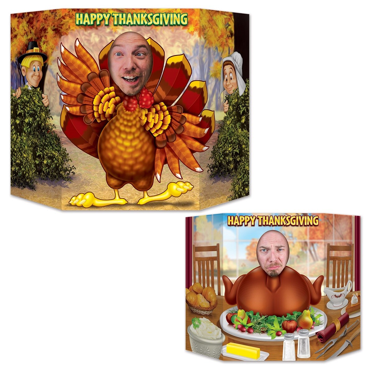 Beistle Pack of 6 Vibrantly Colored Live and Roasted Turkey Thanksgiving Stand-Up Photo Prop 3.1&#x27;
