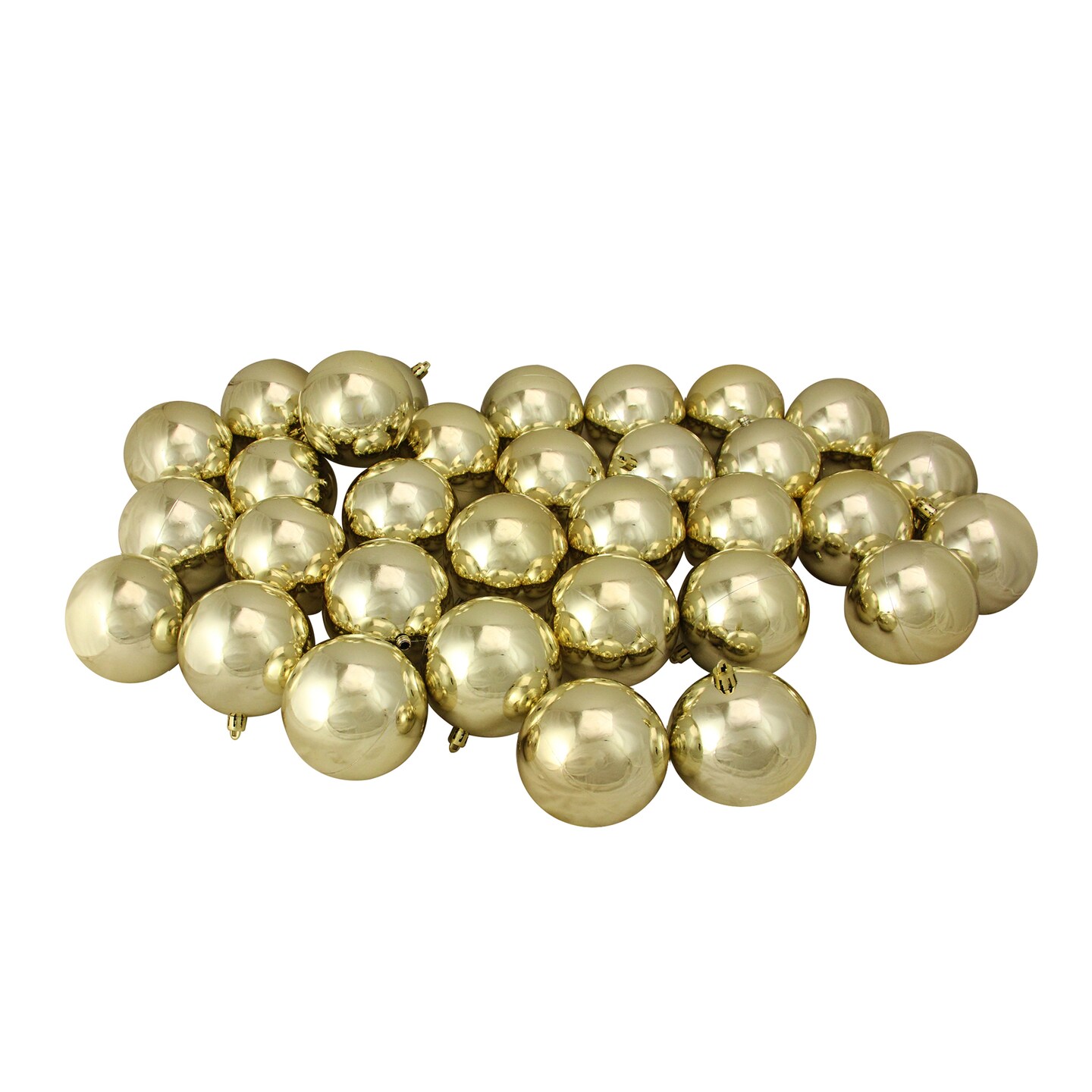 Northlight 32ct Champagne Gold Shatterproof Shiny Christmas Ball Ornaments 3.25 inches 80mm