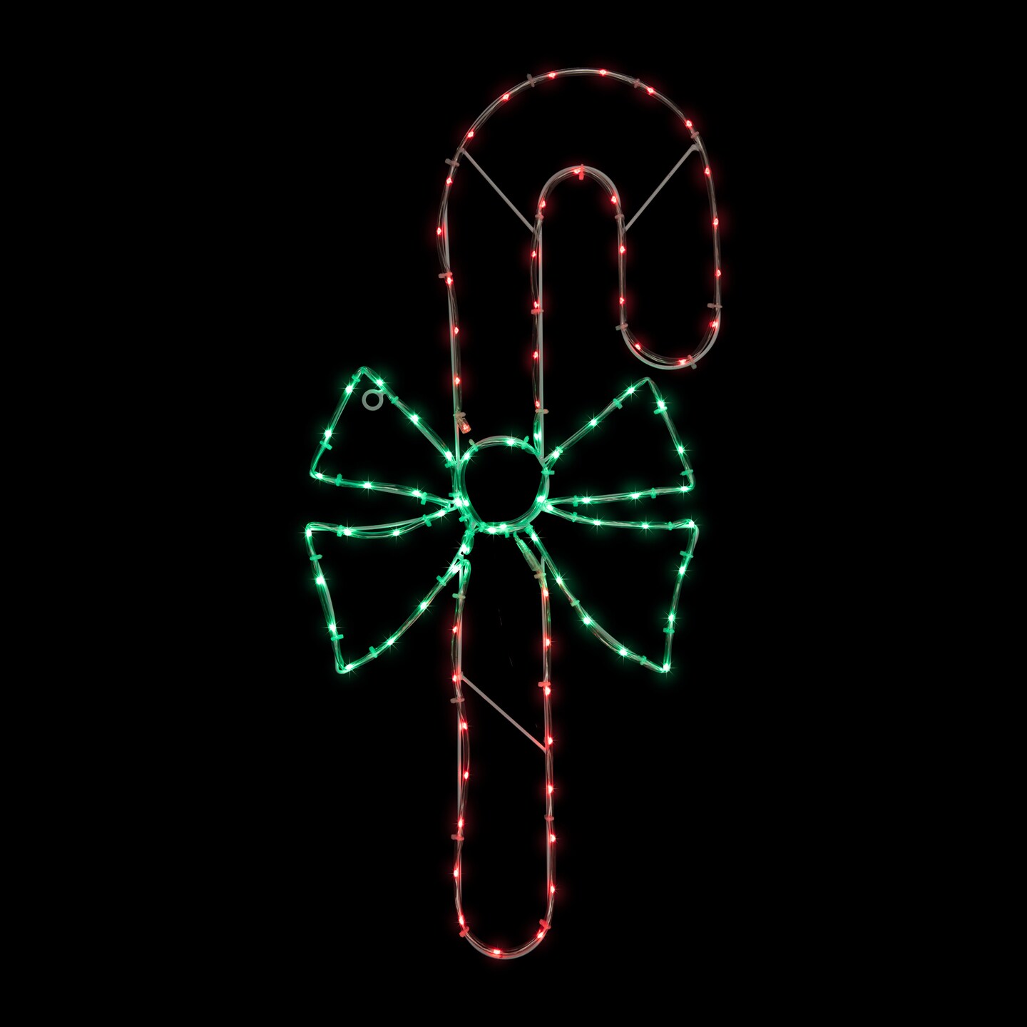 Northlight 28" Green and White LED Lighted Candy Cane with Bow Christmas Window Silhouette