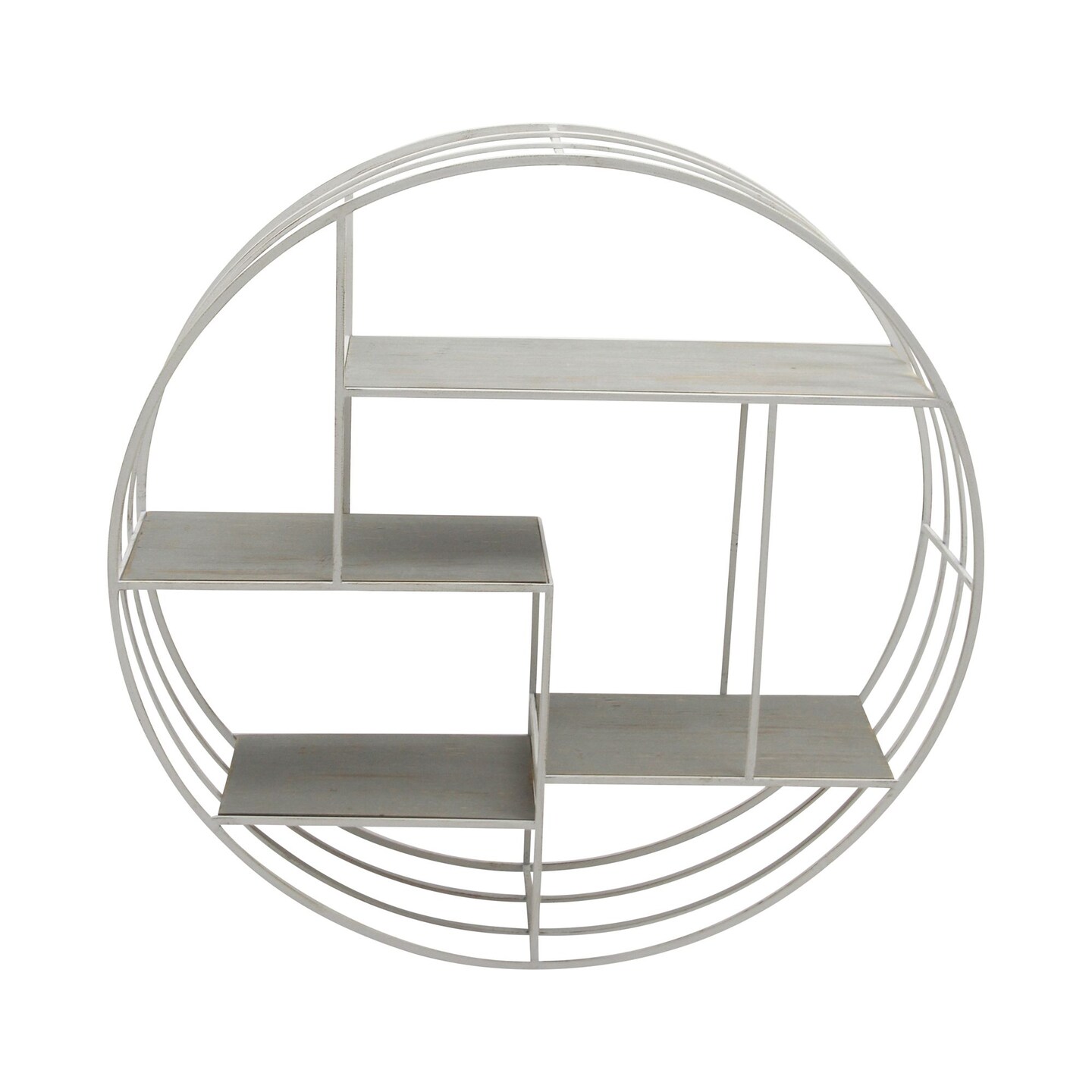 Kingston Living 32&#x22; Gray and White Round Shaped Wall Shelf