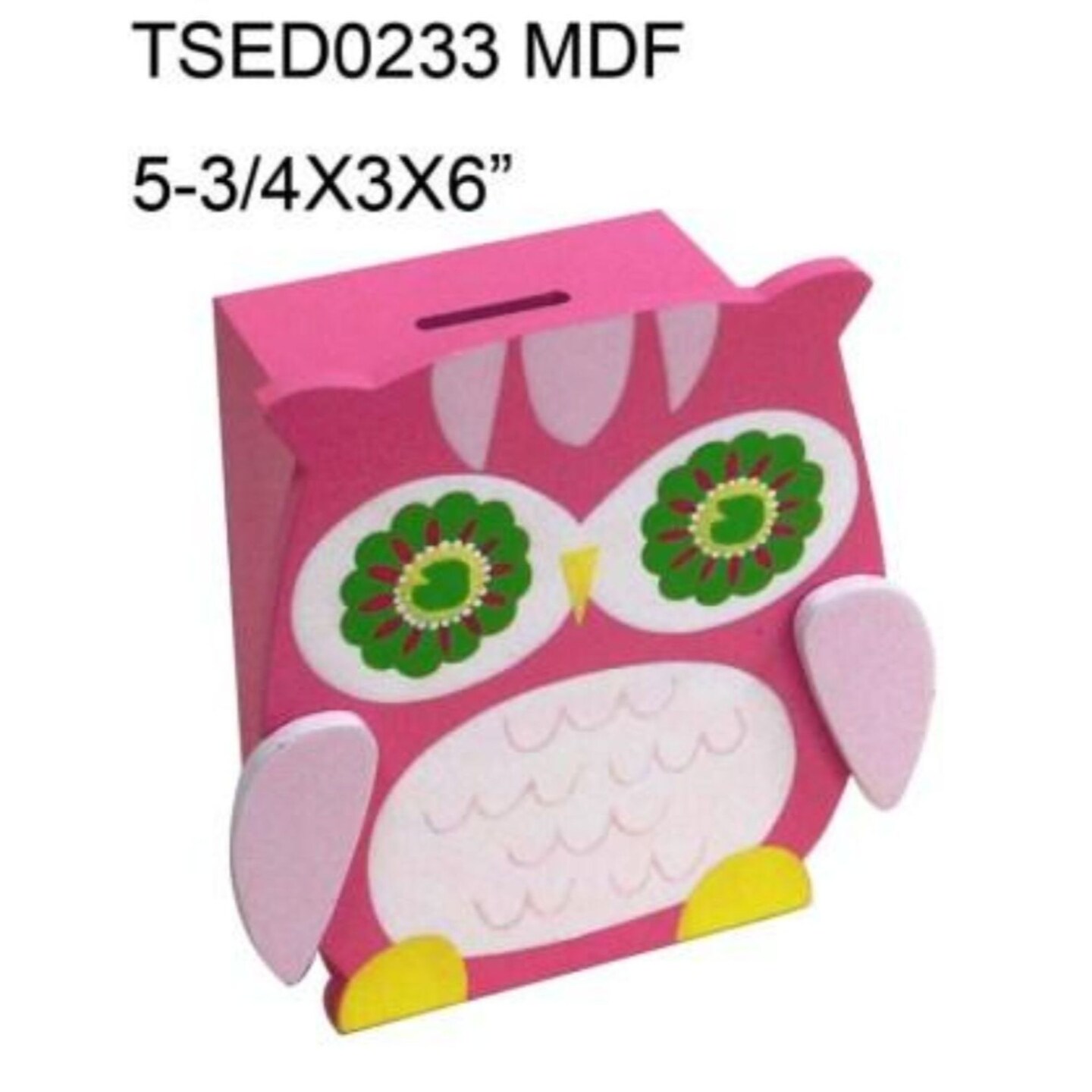 Contemporary Home Living 6" Pink and Green Owl-Themed Decorative Coin Bank