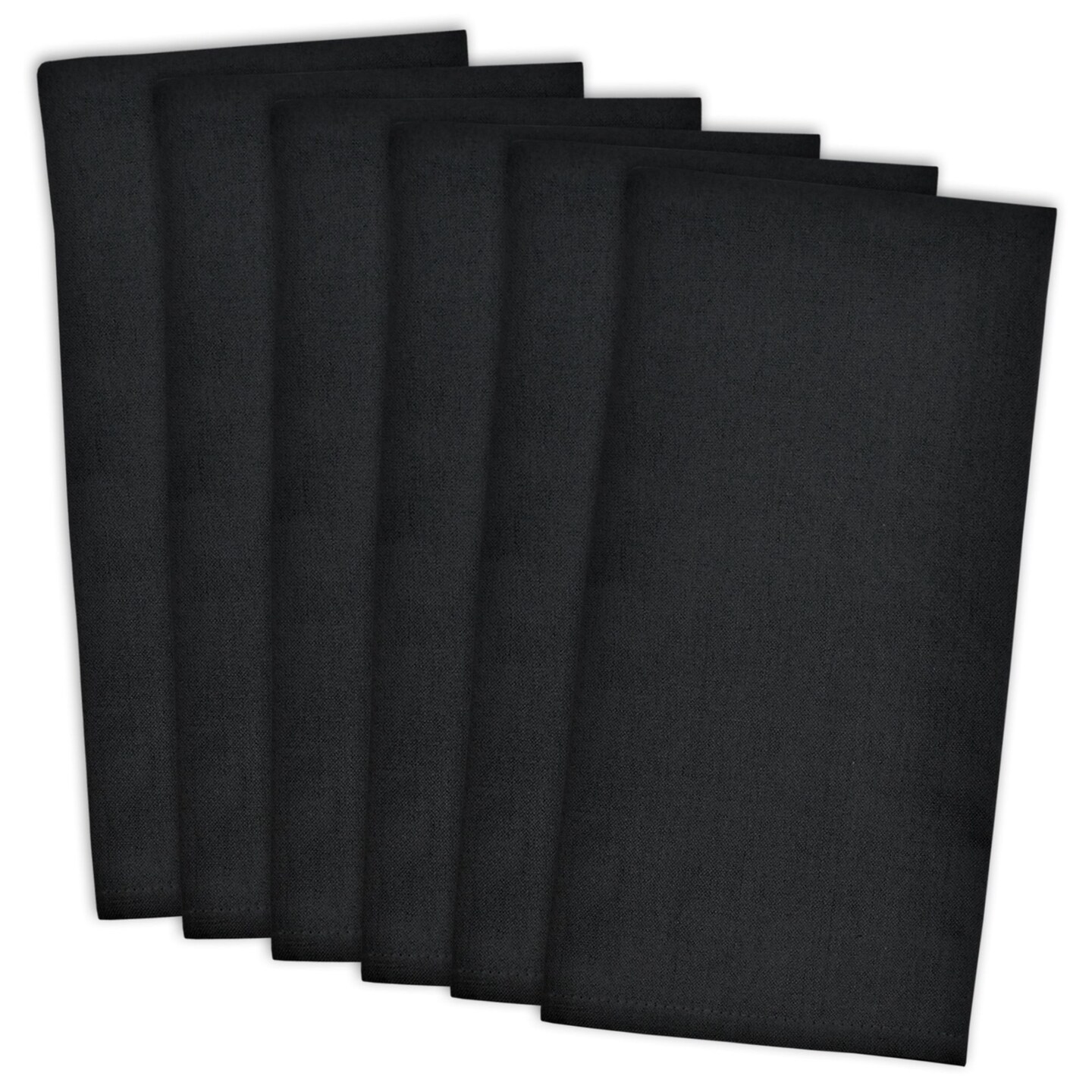 Contemporary Home Living Flat Woven Cotton Kitchen Dish Towels - 28&#x22; - Black - Set of 6