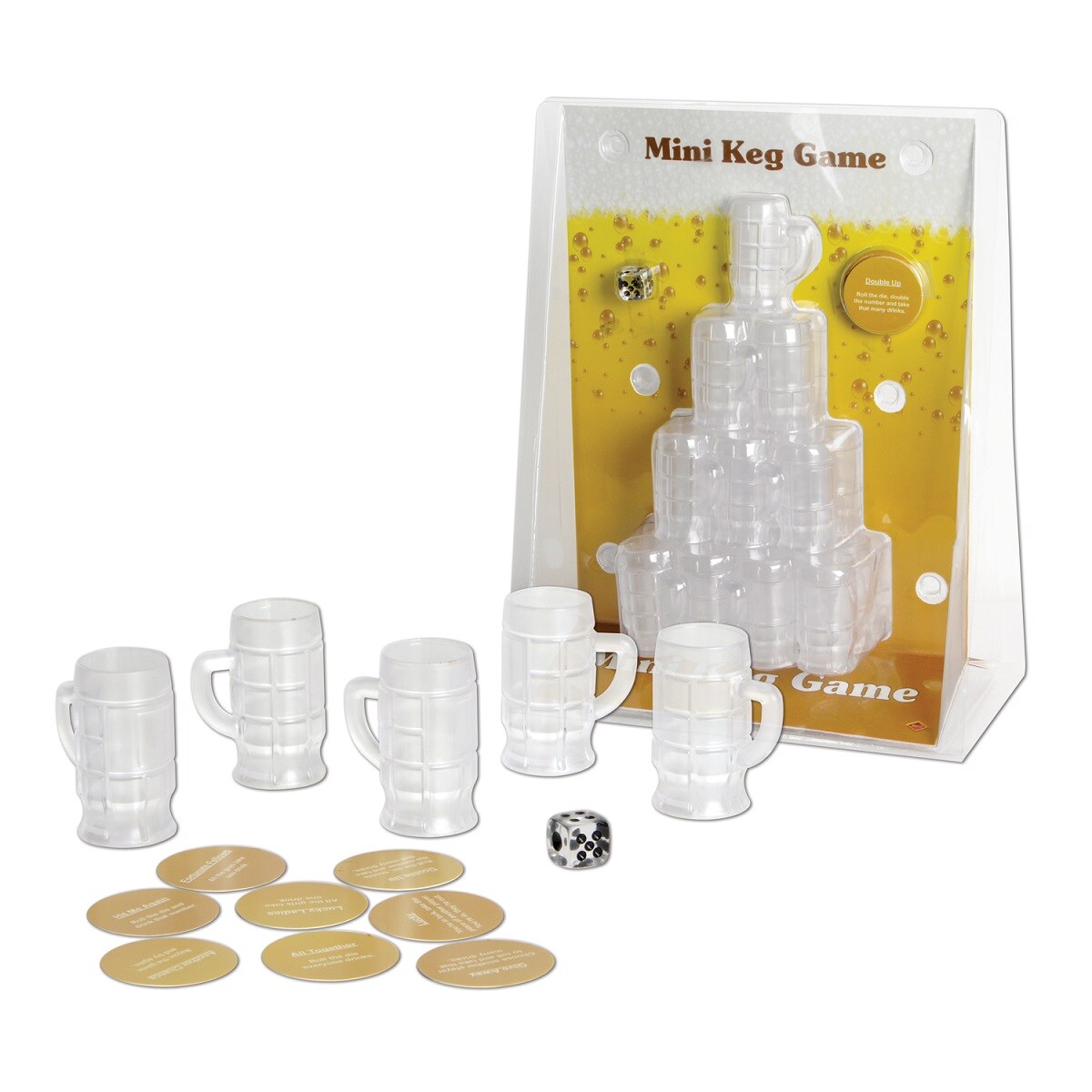 Party Central Beige and White Mini Keg Drinking Party Game