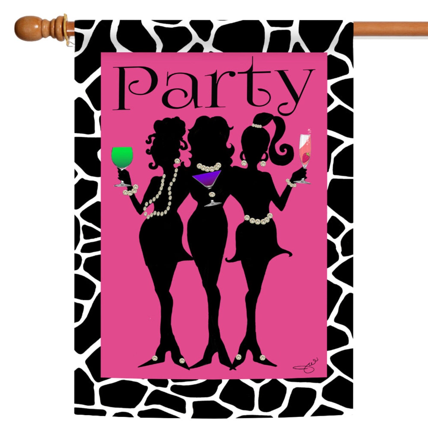 Toland Home Garden Pink and Black Ladies Night Party Outdoor House Flag 40&#x22; x 28&#x22;
